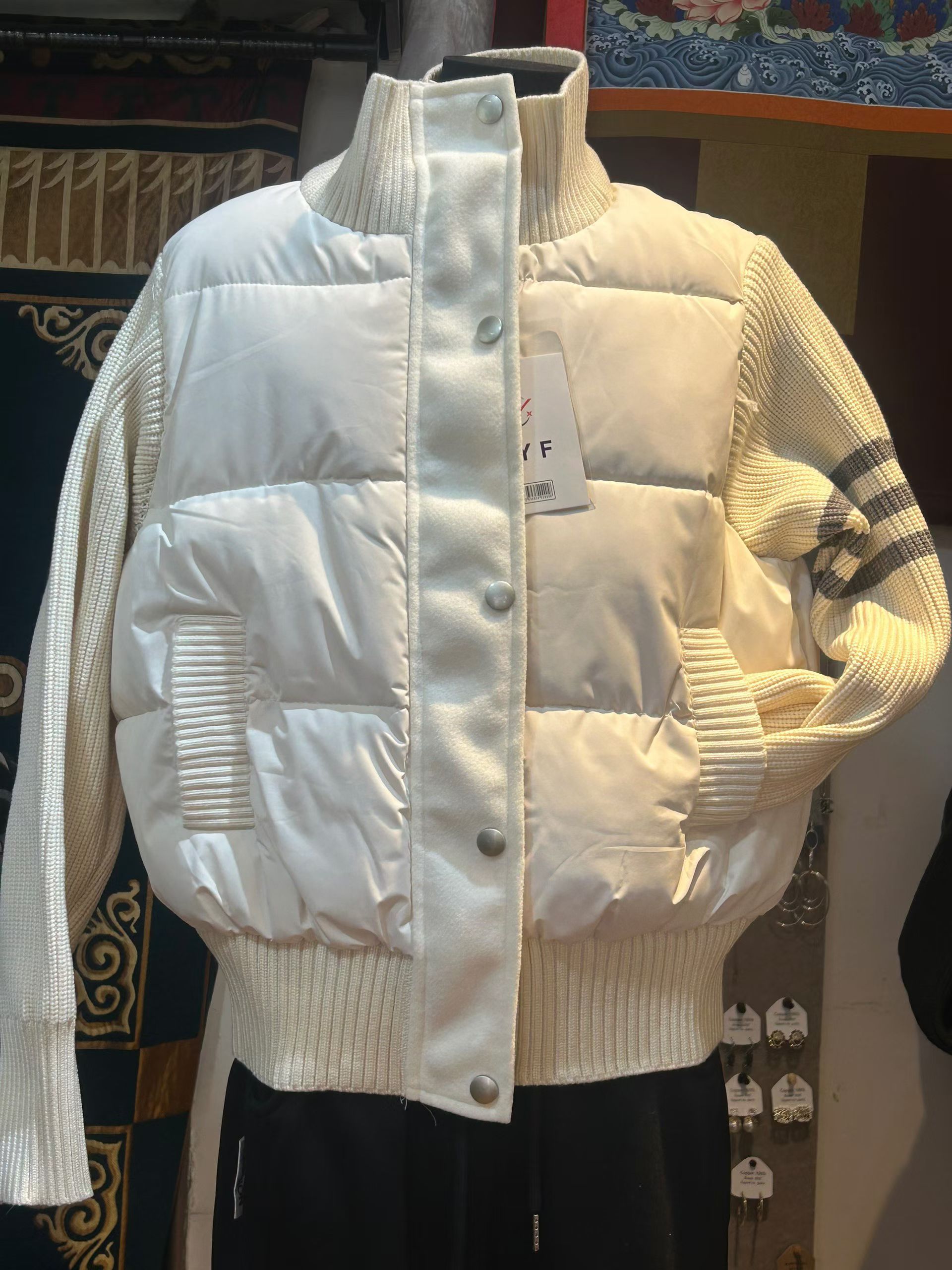 女宽松型拼接不褪色厚款秋冬宽松棉衣短款棉服韩版