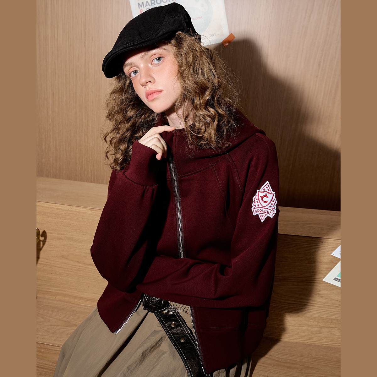 【茉茉专属】连帽休闲棒球服刺绣宽松情侣女式外套CLDC5054