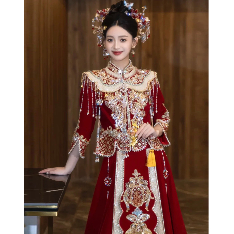秀禾服婚服2025新款新娘结婚嫁衣中式重工礼服显瘦出阁敬酒服856