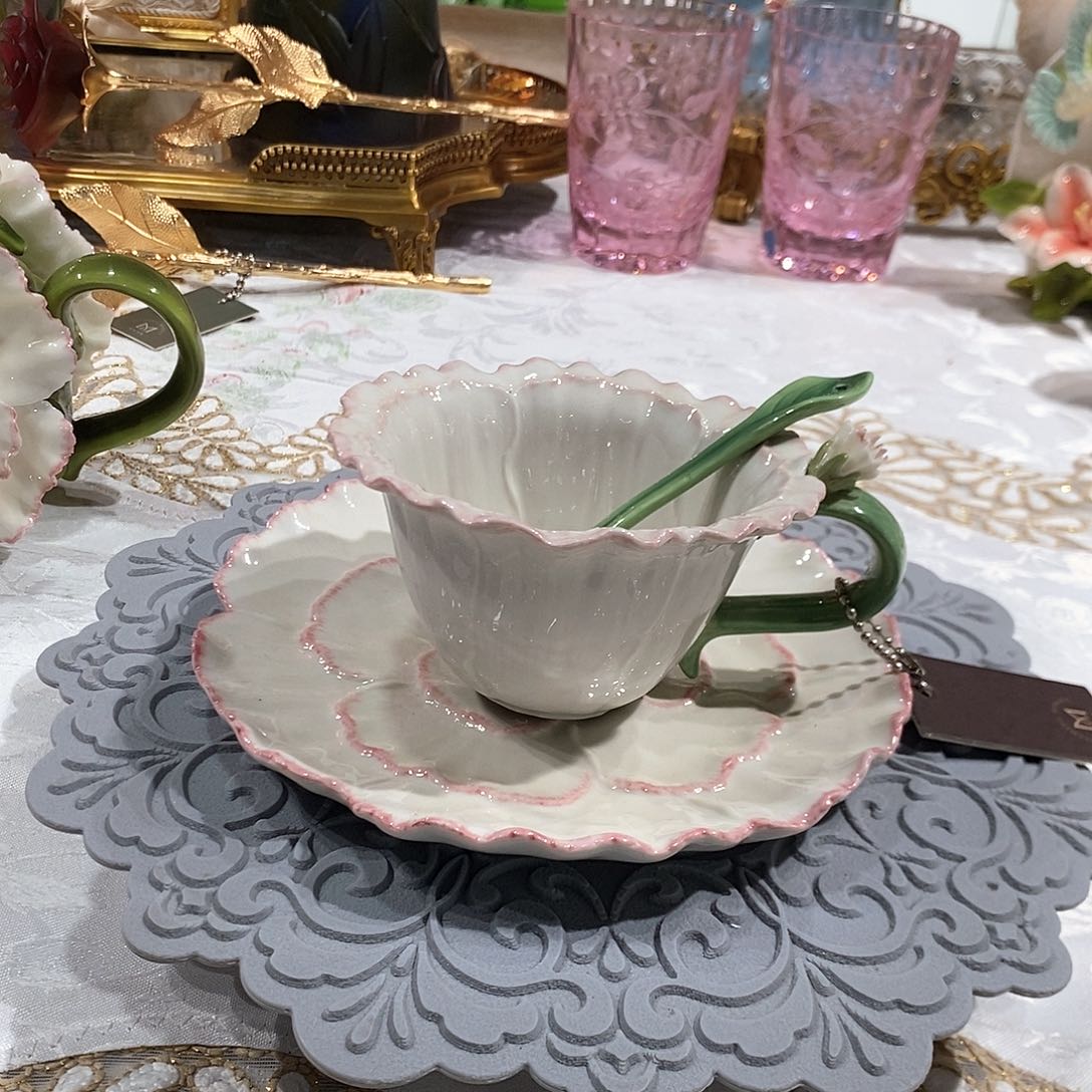 摆件0125骨瓷康乃馨杯碟