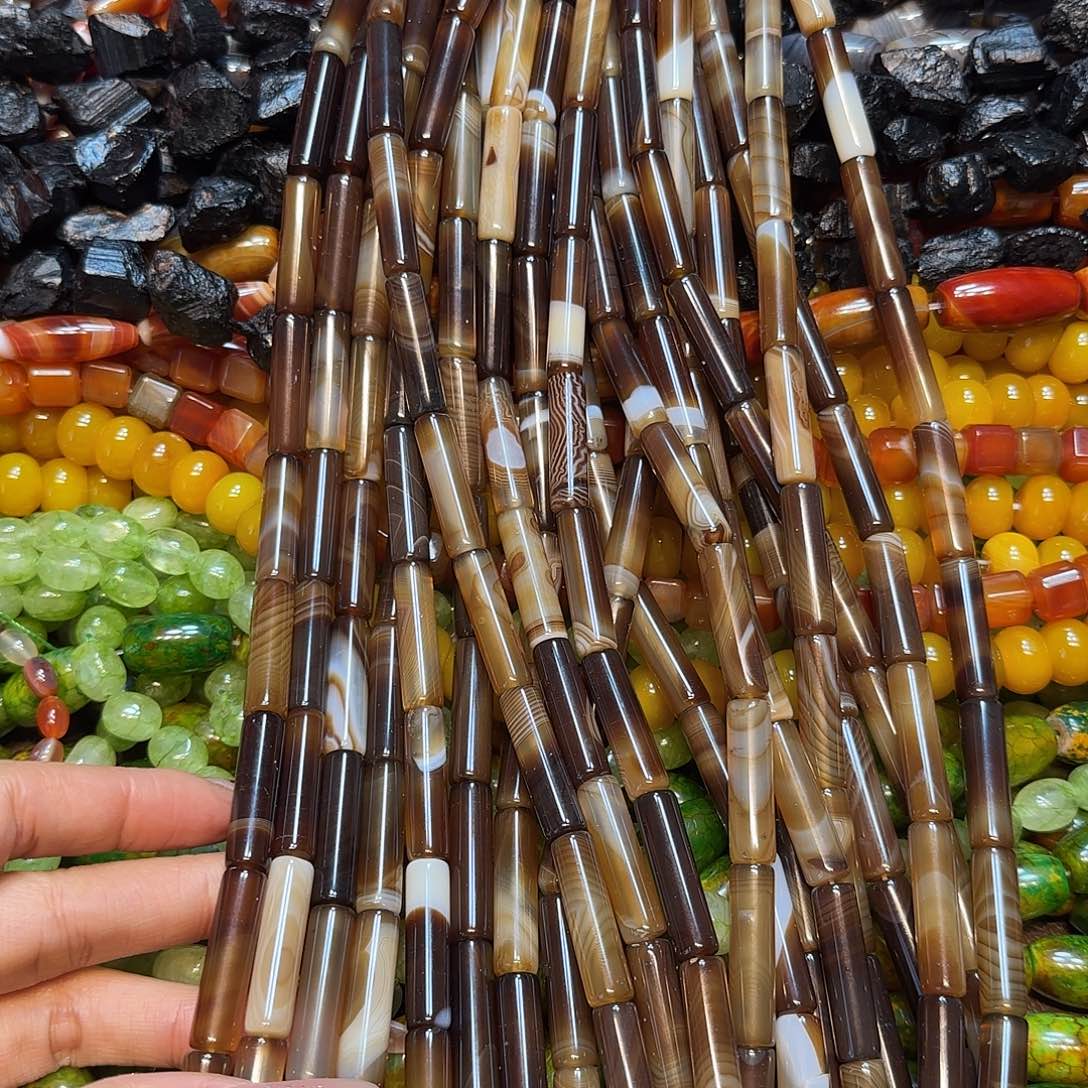 玛瑙/玉髓未镶嵌珠宝半成品8✖️30mm美拉德线条管一条