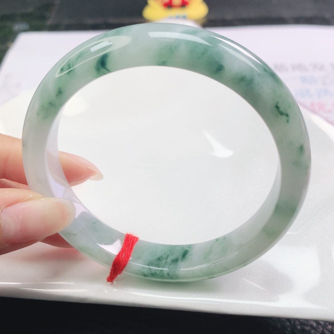 翡翠未镶嵌手镯翡翠61.7飘蓝花正圈
