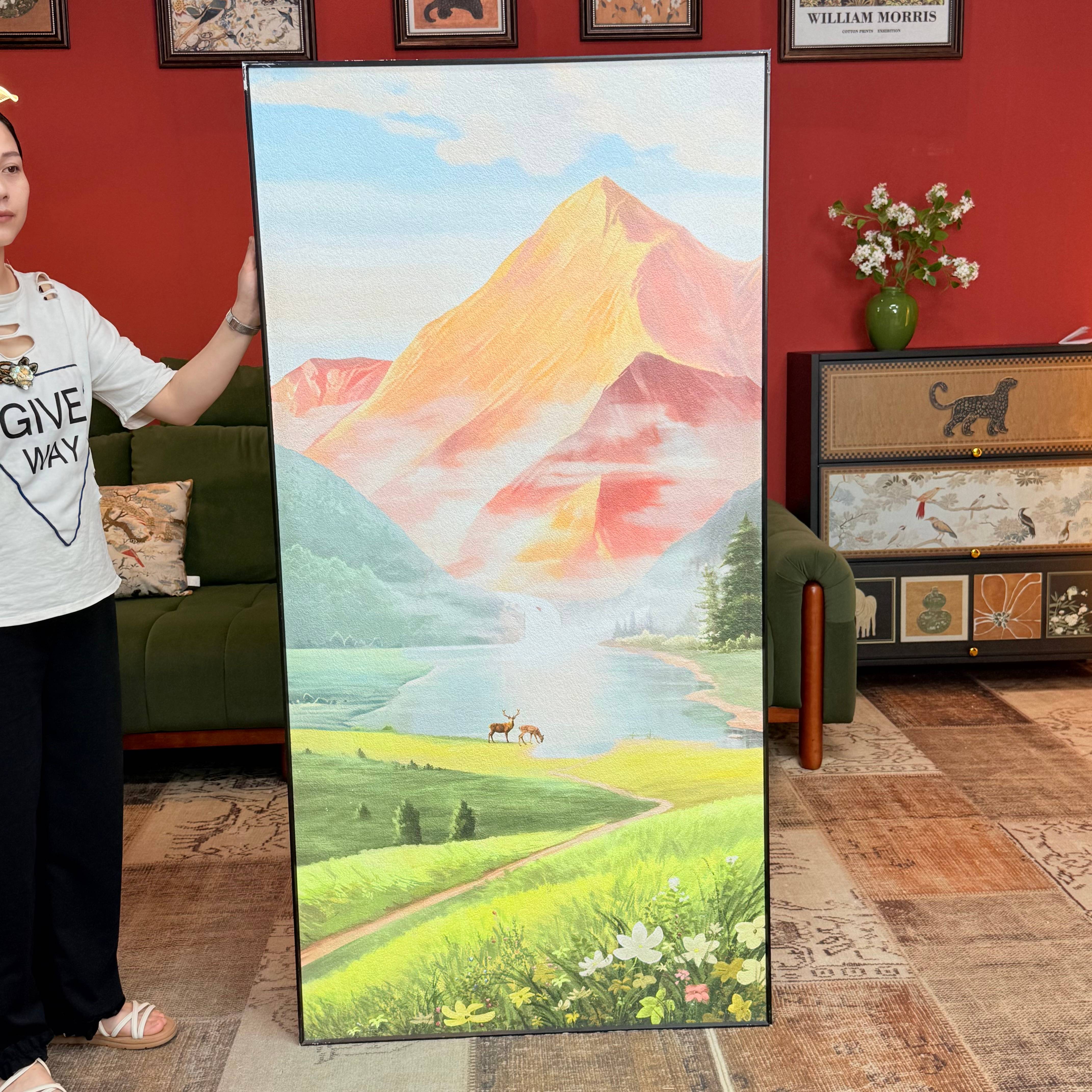 玄关挂画现代简约入户正对进门墙壁画L001日照金山80160