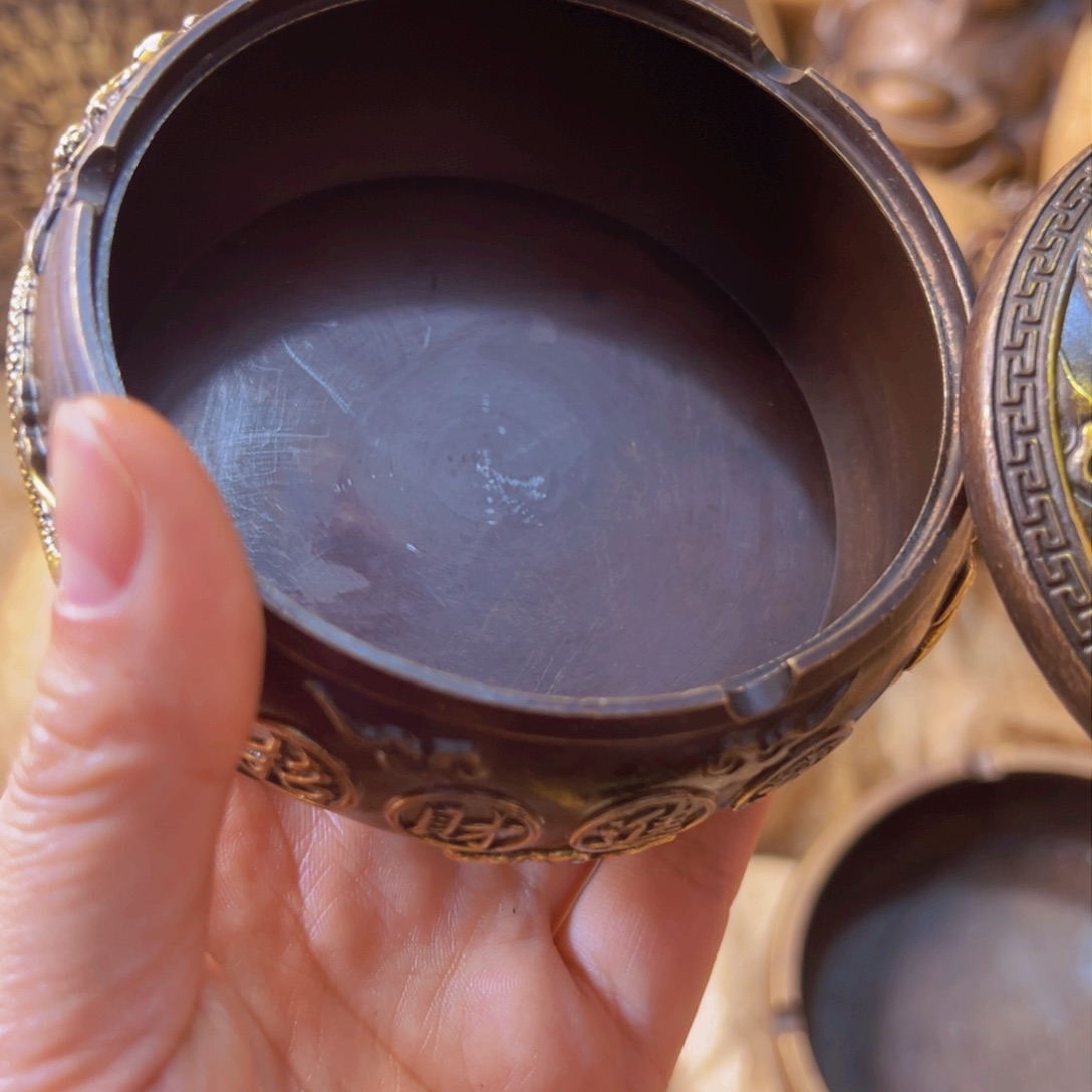 原矿风磨铜定制烟灰缸