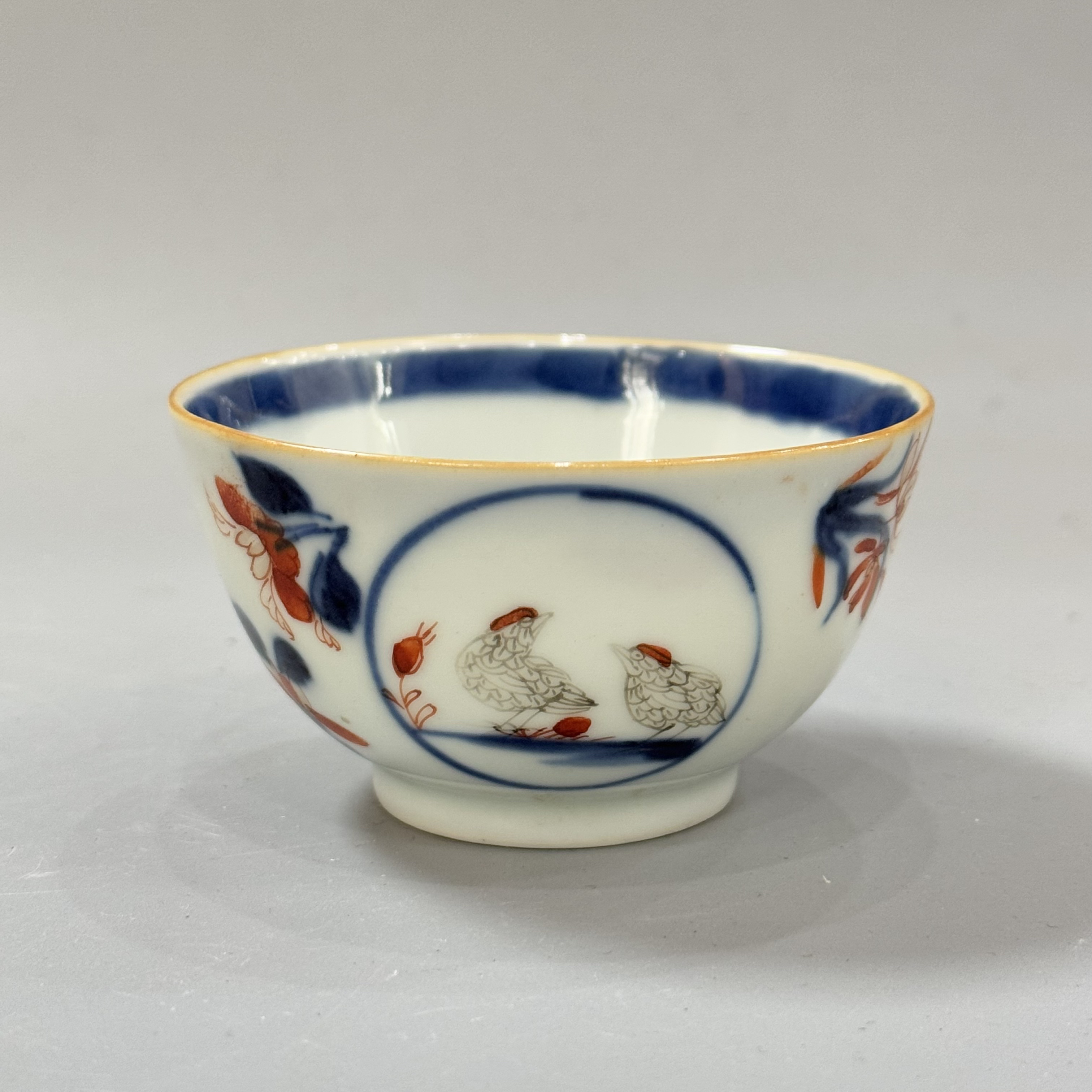 青花矾红描金安居乐业纹杯  直径7.5  当代瓷