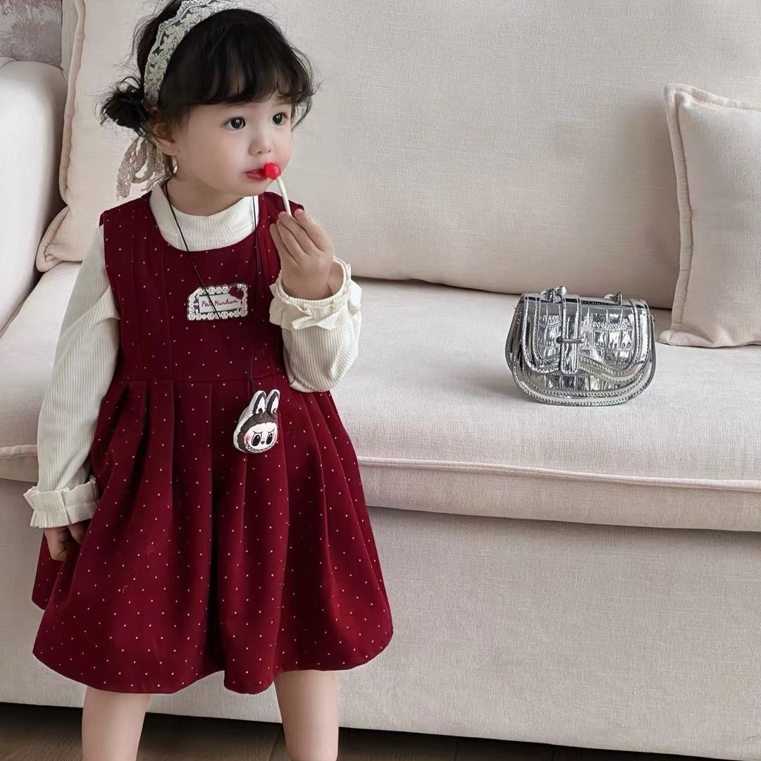 女宝宝秋季连衣裙儿童吊带两件套超萌高级连衣裙子儿童新款裙子