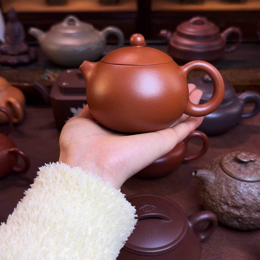 紫砂茶壶西施壶，红泥