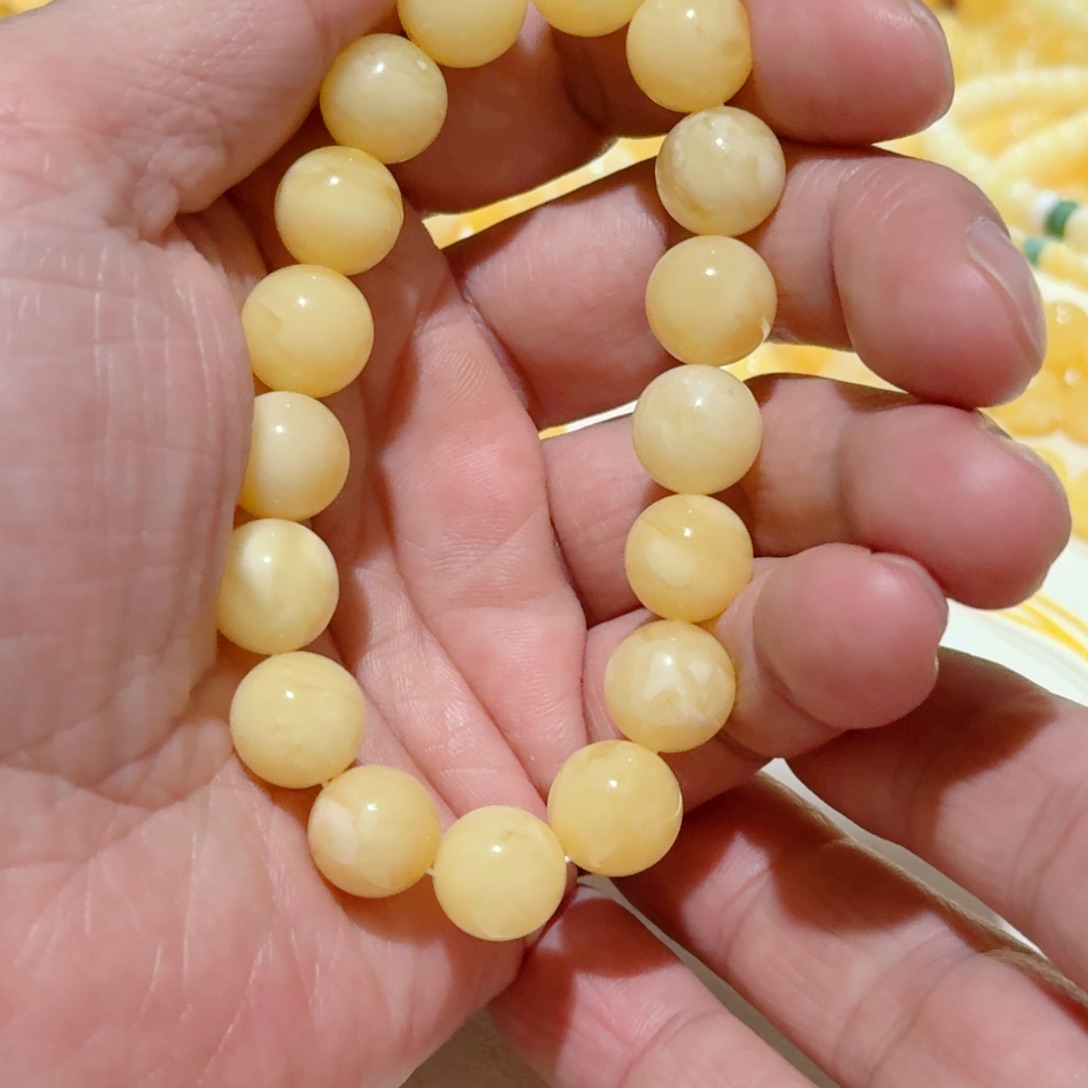 蜜蜡手串未镶嵌深***空琥珀蜜蜡手串11mm+