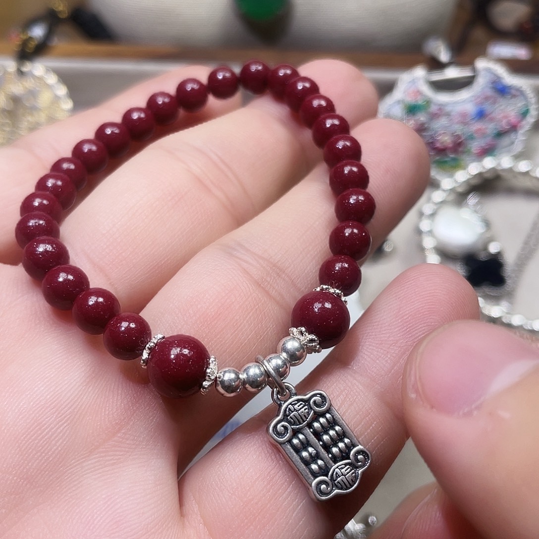 吊坠925银锆石砂红色