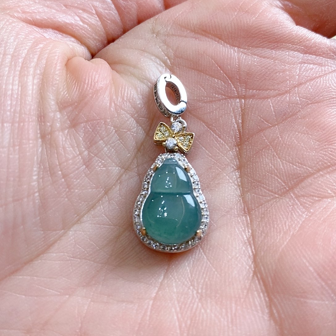 翡翠吊坠(赠链)银S925镶嵌福利品 不退不换