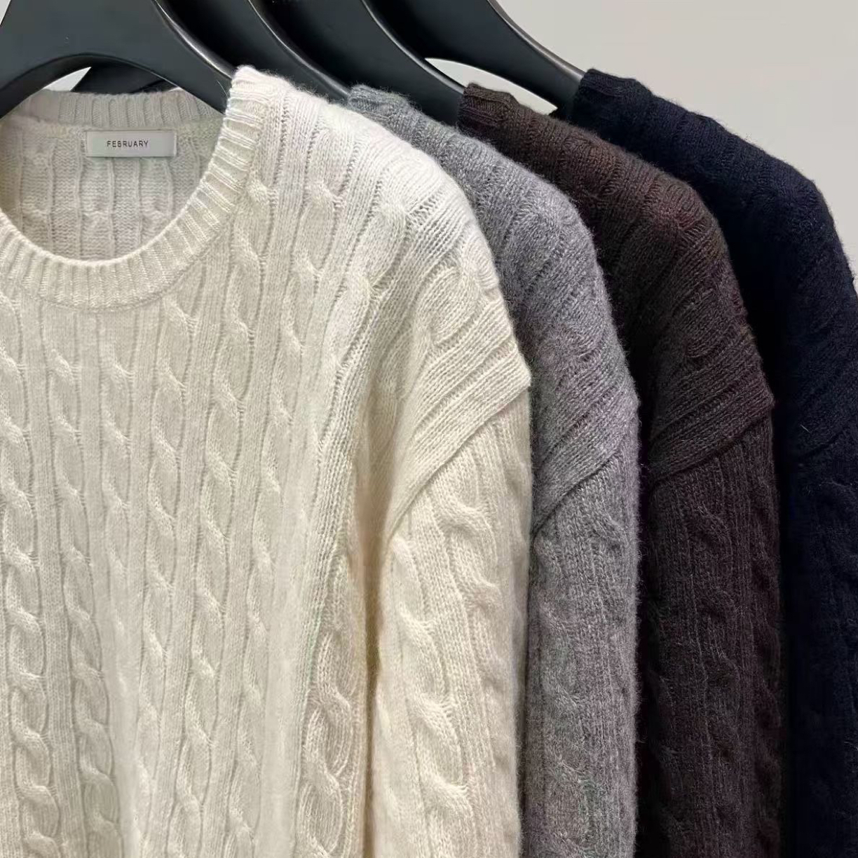 韩国正品  FE麻花圆领套头针织衫/no退no换