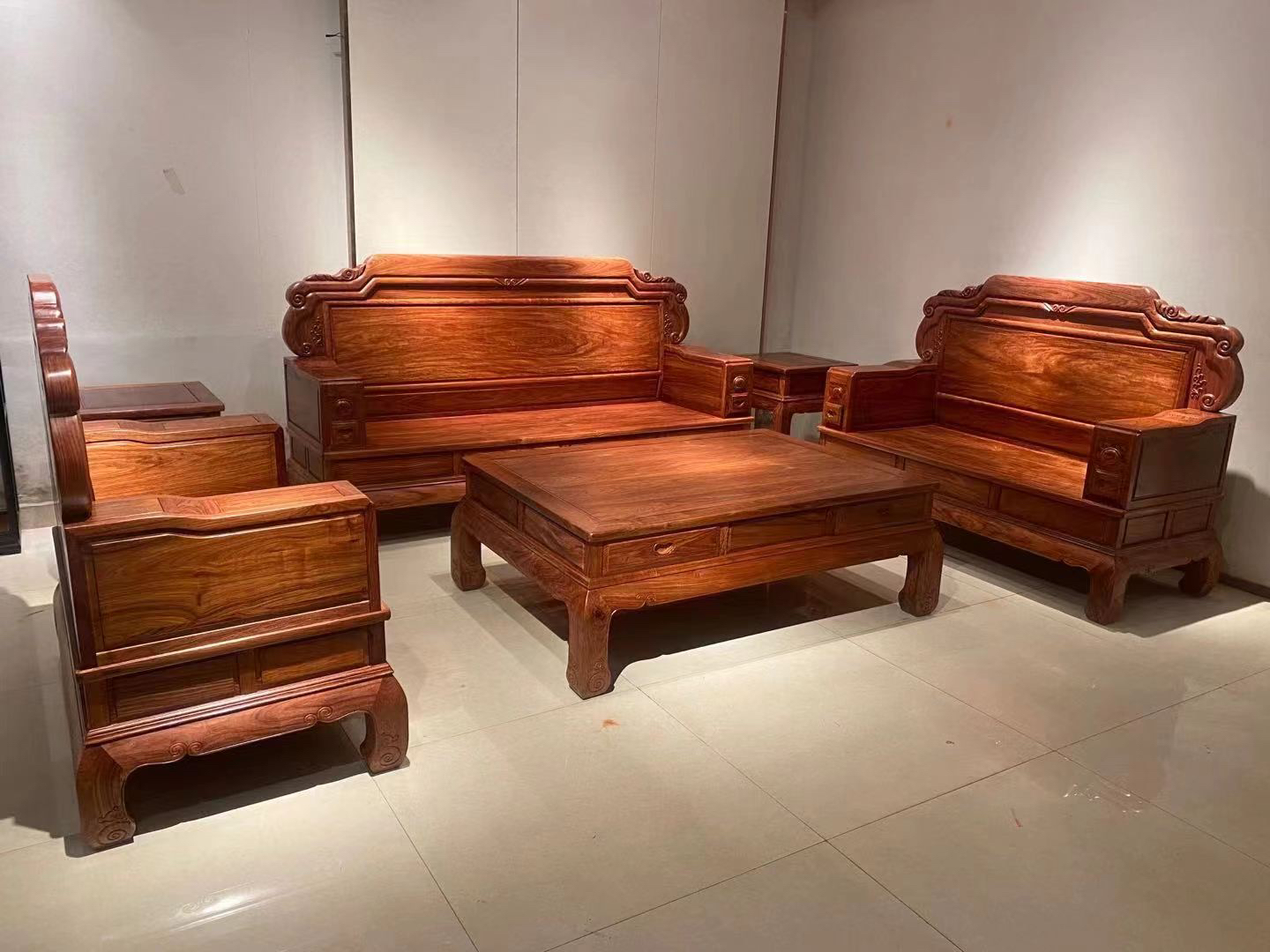 （1+2+3八件套）刺猬ZT福瑞沙发红木(占地3.6米X 2.5米）