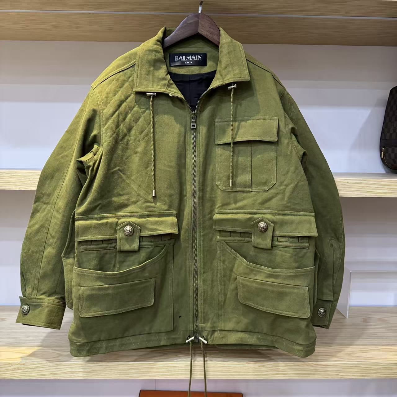 99新 BALMAIN/巴尔曼 HZ二手奢侈品巴尔曼绿色工装外套 h528