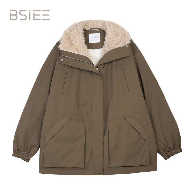 BSIEE/本涩2025年冬季新款派克翻毛领羽绒服