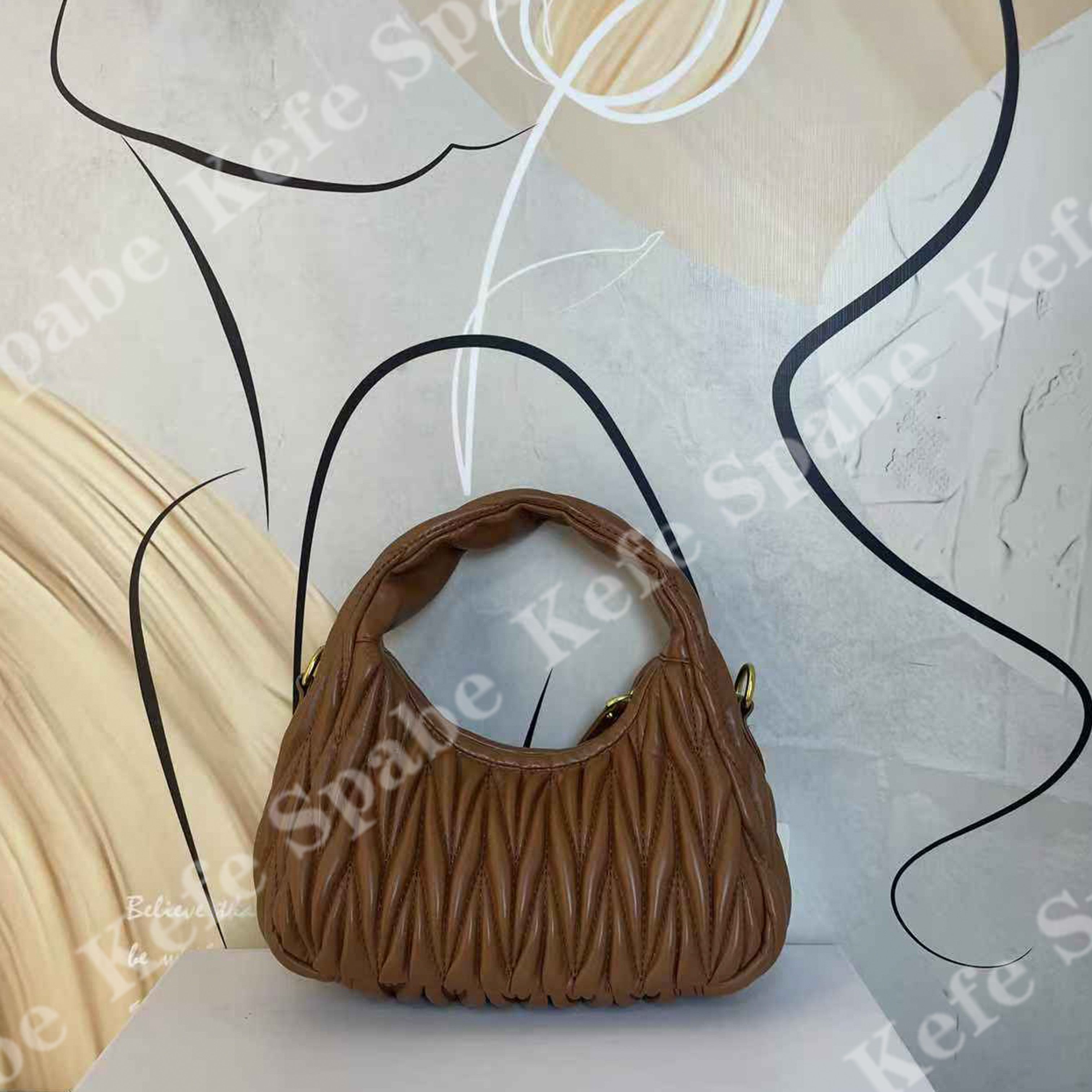 HM030 T25新款棕色褶皱星月单肩斜挎手提包-1