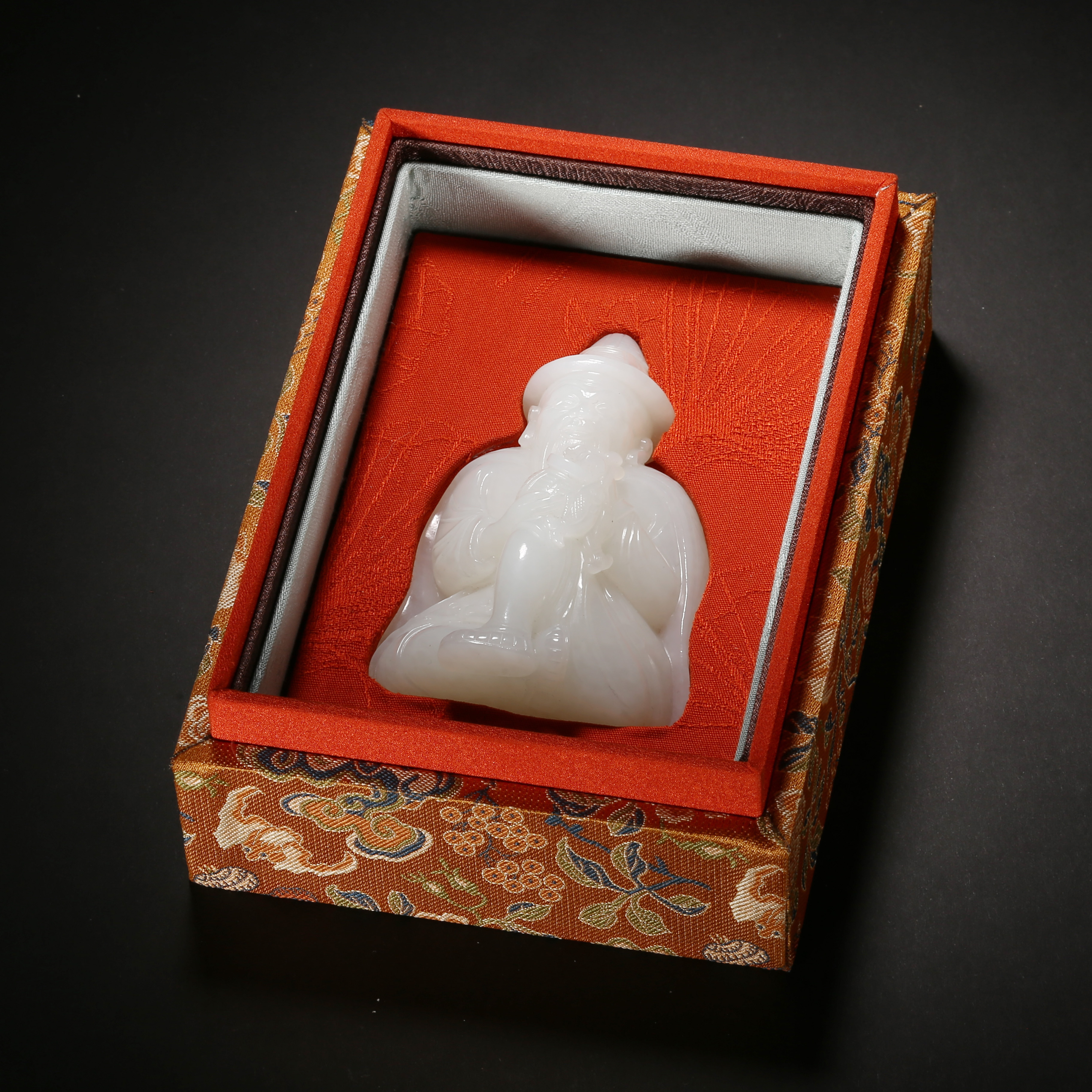 清代*脂白玉渔翁得利鼻烟壶/14JTY5236/和田玉【北京文博】