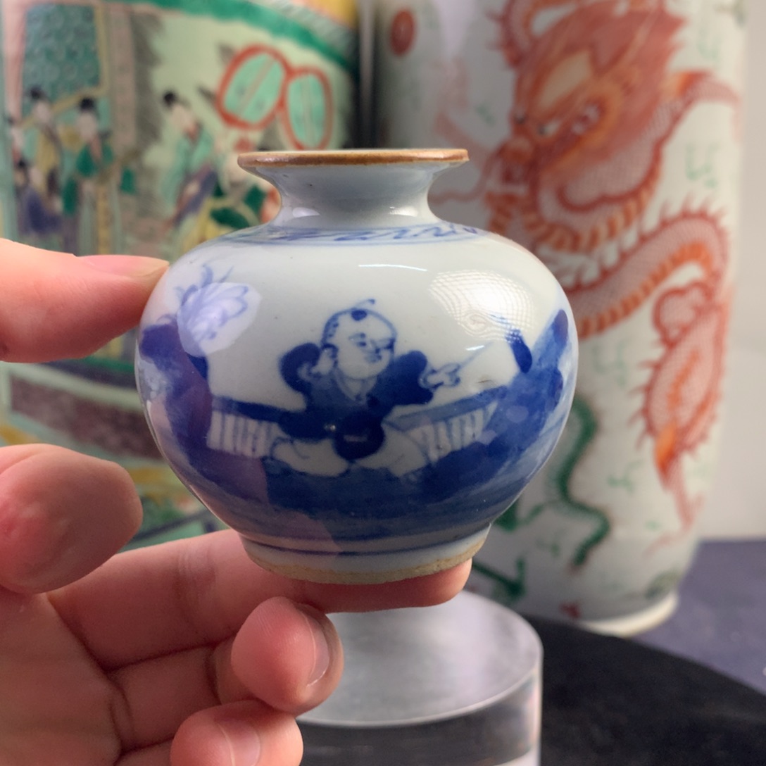 陶其他12929瓷器—青花人物小太白罐