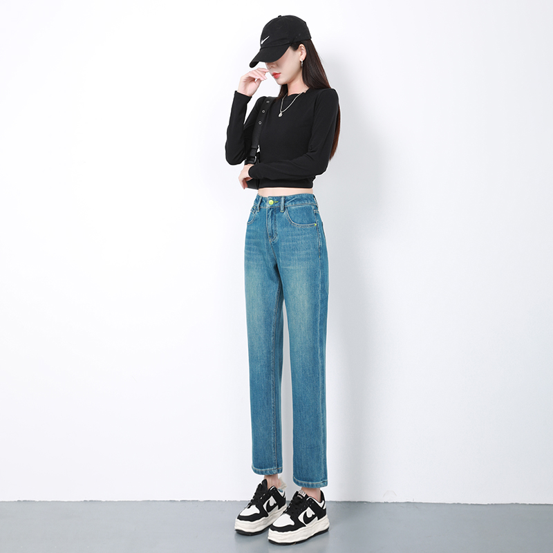 花宁娜牛仔裤女2025早春新款显瘦修身裤子九分直筒裤S3310