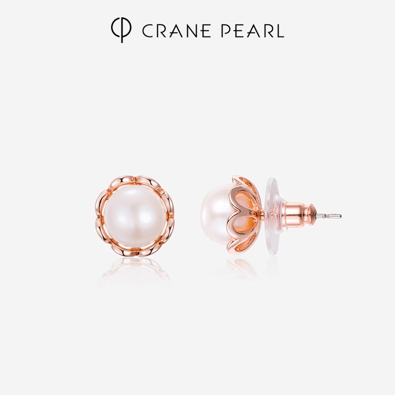 【官方】晨曲 淡水珍珠耳钉女9-10mm馒头珠韩式少女礼物