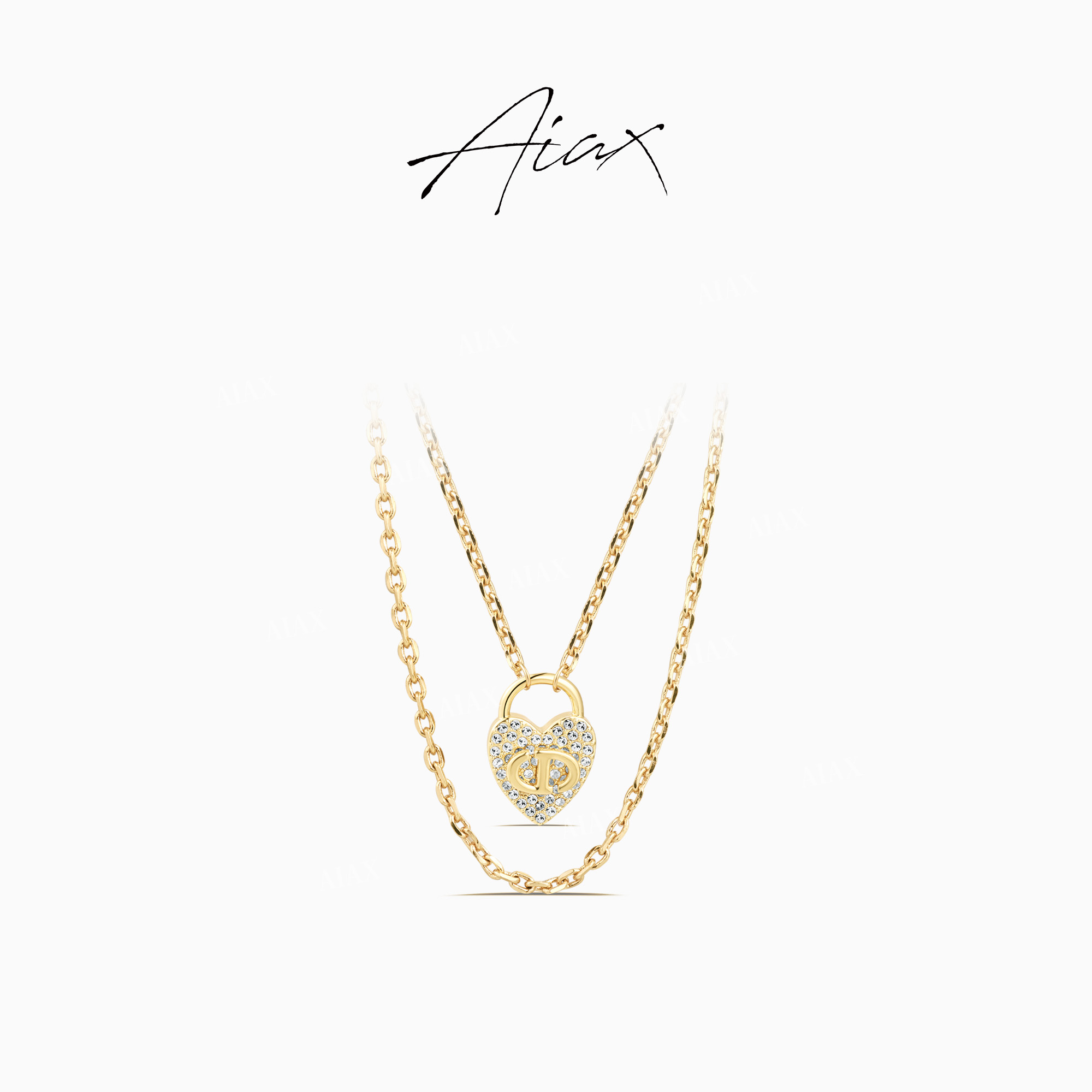 AIAX 镀K金  轻奢百搭设计款爱心手工雕刻项链简约TSJ9385