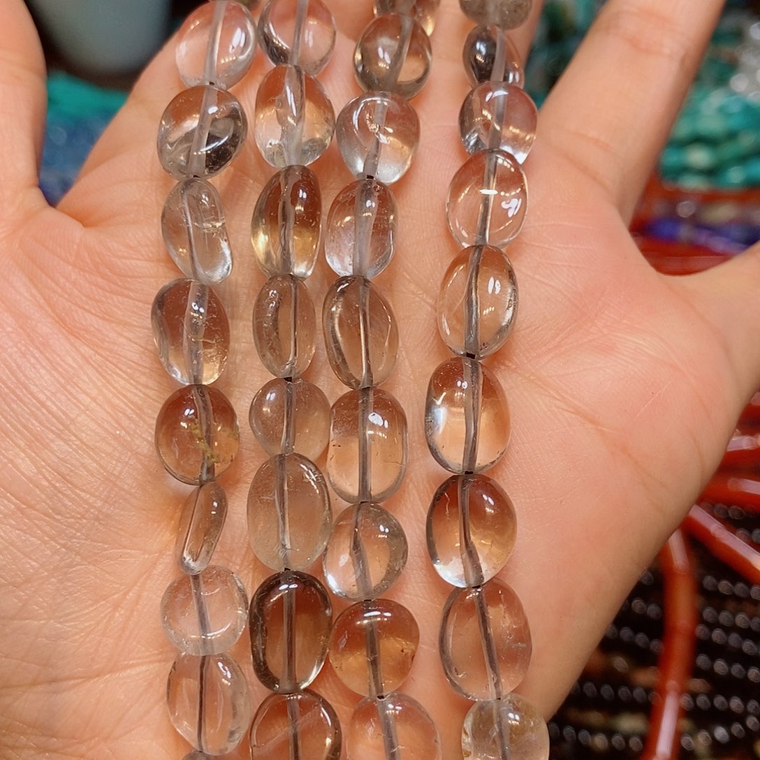 玛瑙/玉髓散珠天然茶晶糖豆一条