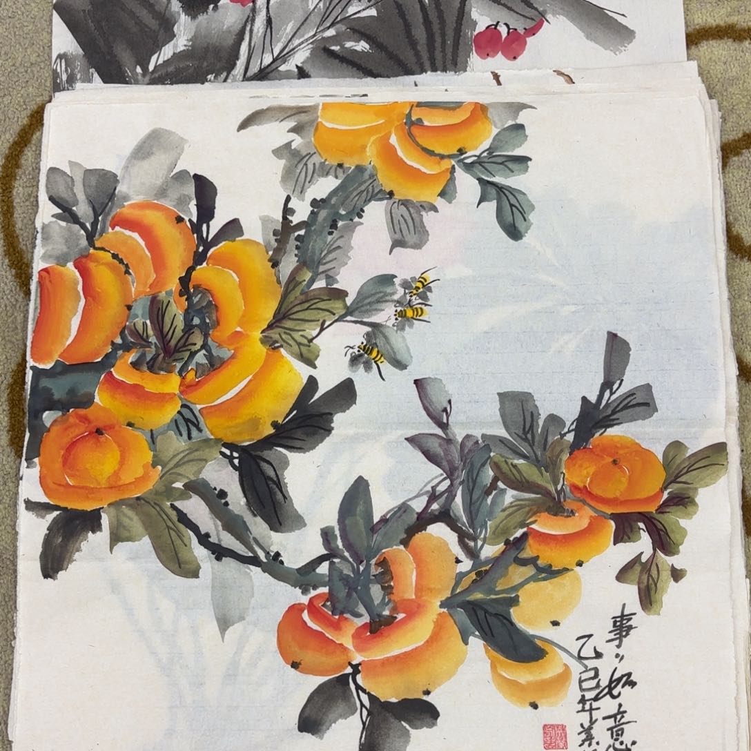 国画斗方花鸟花鸟赵