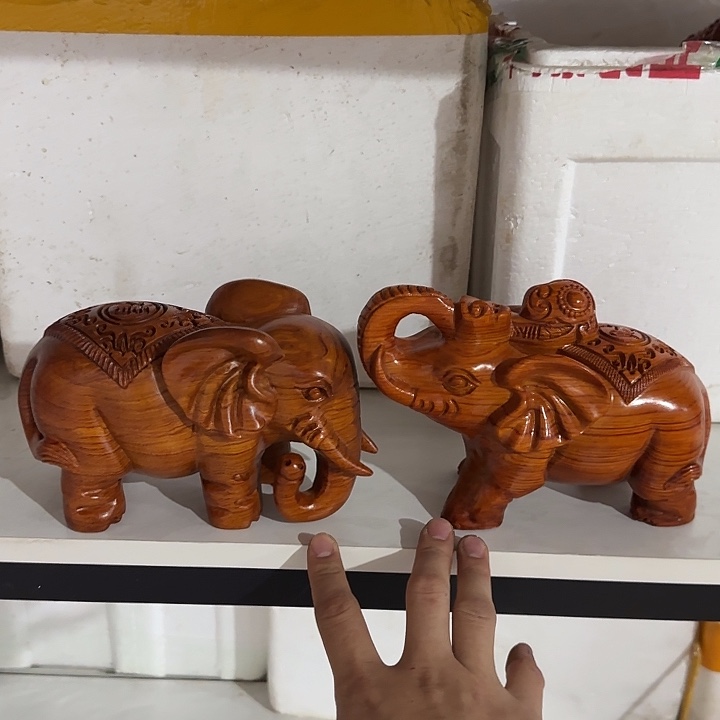木花梨木20如意上下象一对