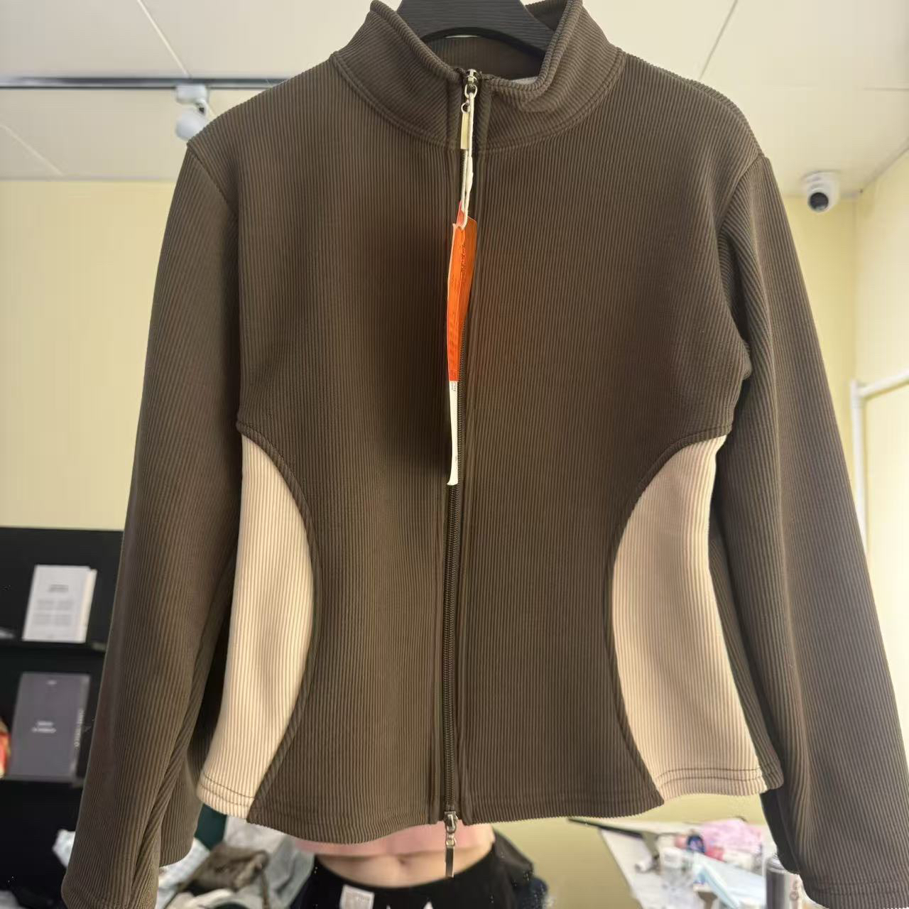 小蛮腰立领修身灯芯绒外套女秋冬新款撞色拼接显瘦气质百搭女装潮