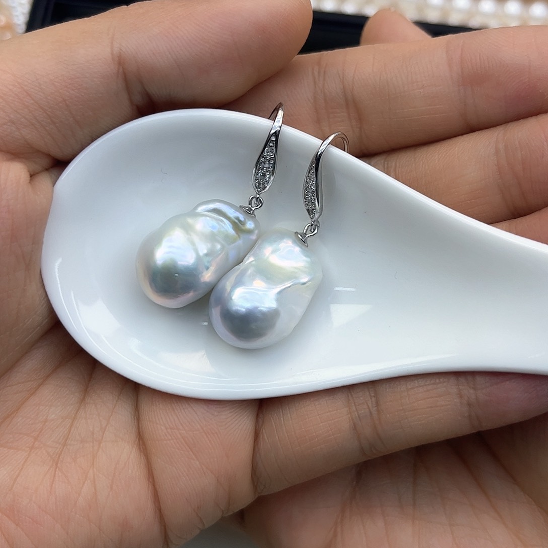淡水珍珠耳饰银S925镶嵌