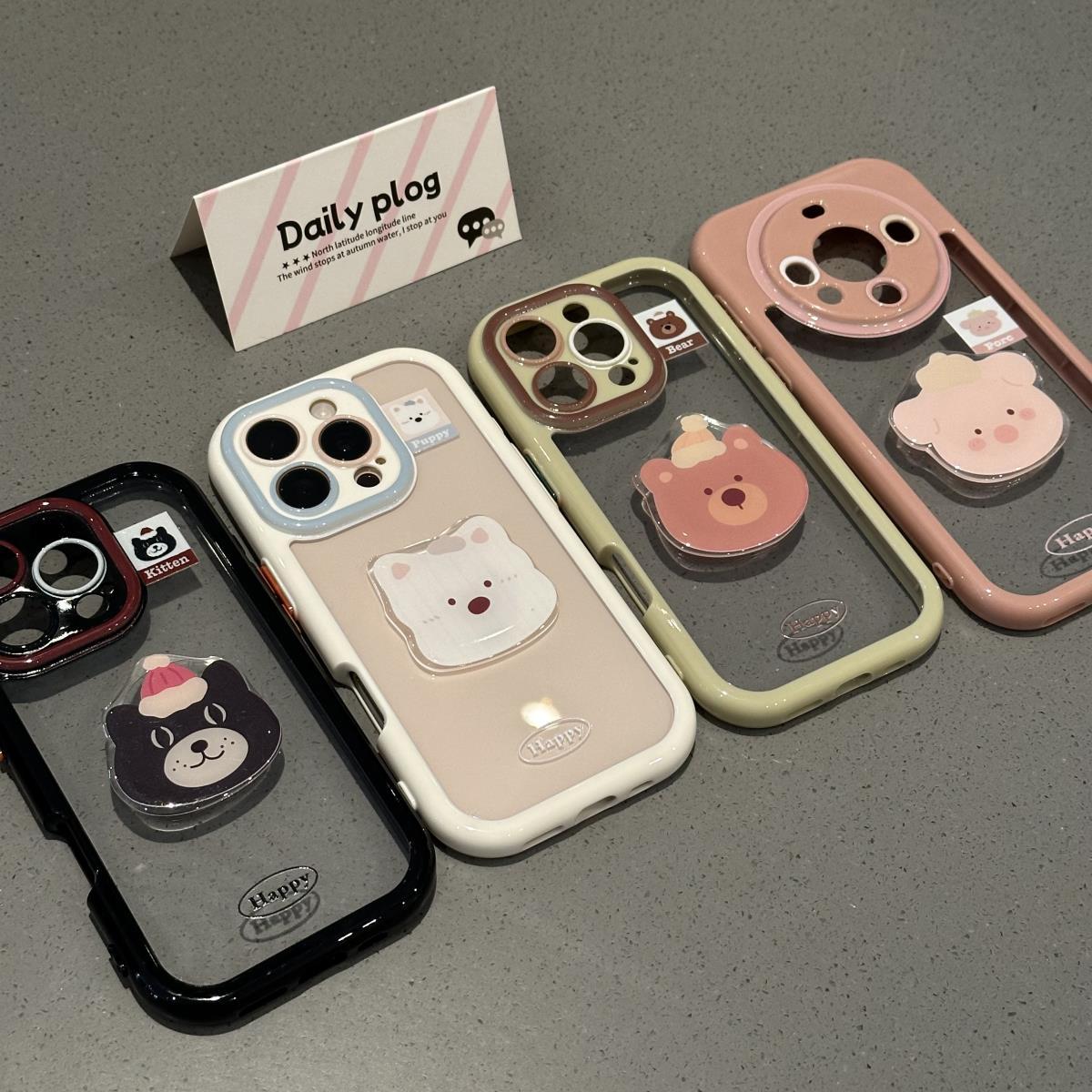 可爱立体动物贴件适用iPhone16奶油手机壳华为vivo小米15oppo保护