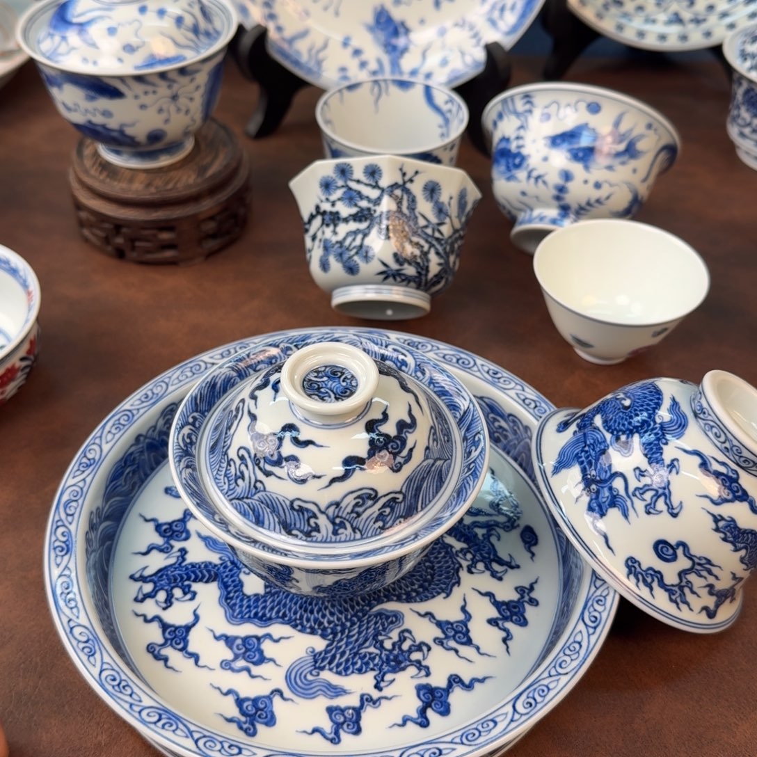 摆件陶龙纹三件套套组