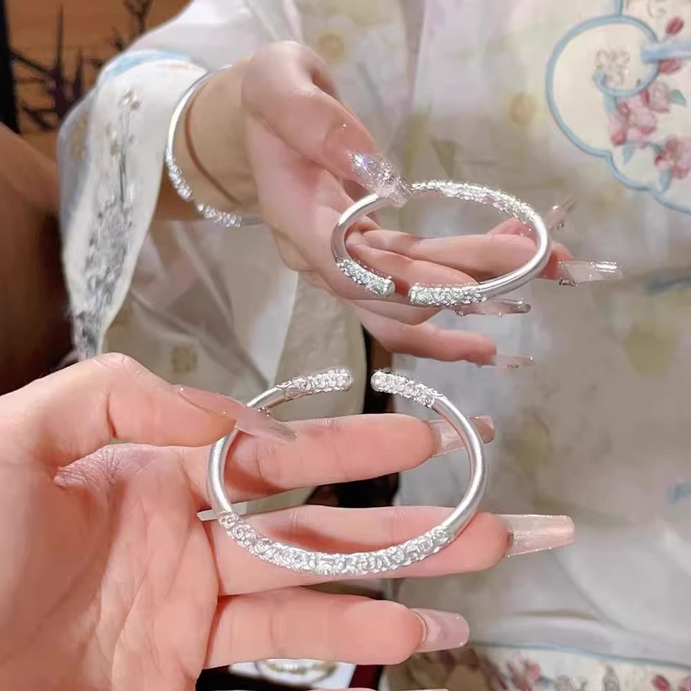 足银手镯 卷草纹手镯足银999简约百搭时尚设计轻奢情人节送女朋友