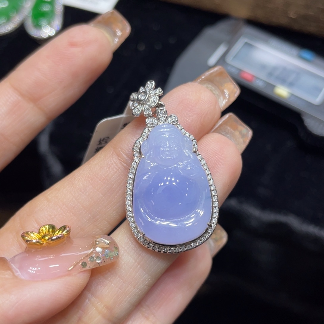 翡翠颈饰18K金镶嵌天然缅甸翡翠