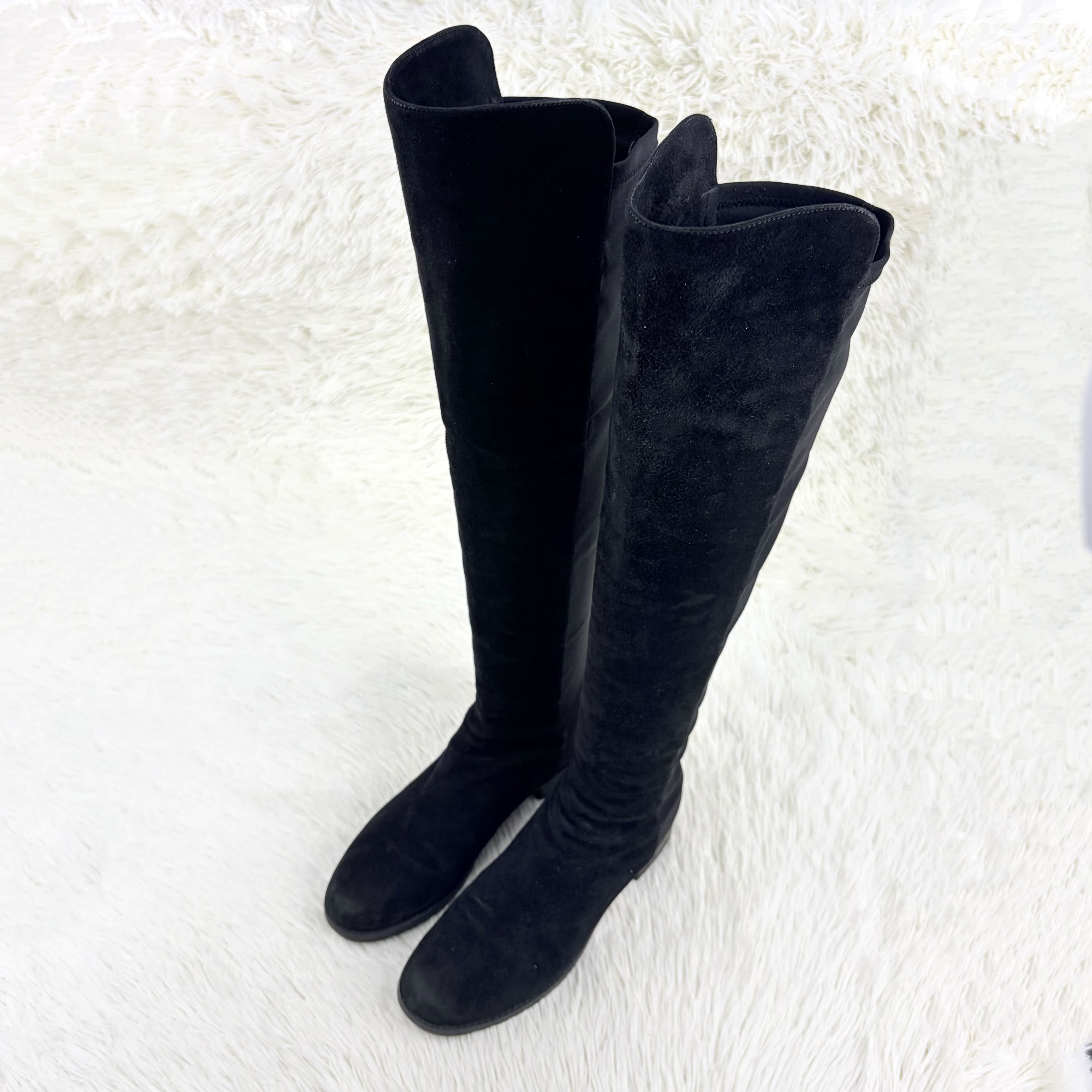 95新 StuartWeitzman 黑色麂皮短靴38码 咩