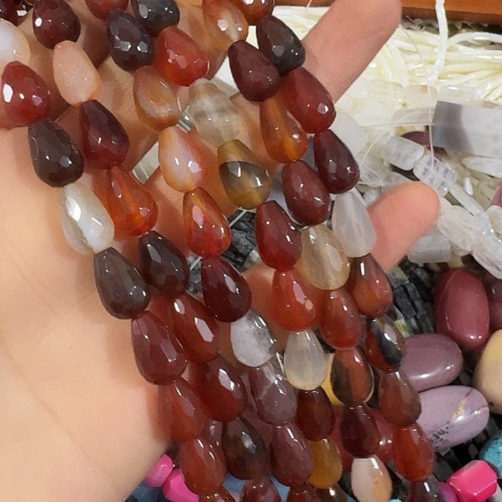 玛瑙/玉髓合金珠宝半成品一条切面水滴