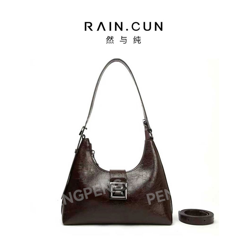 RAIN.CUN BF-66613-咖啡色 轻奢女士时尚通勤小众百搭斜挎包