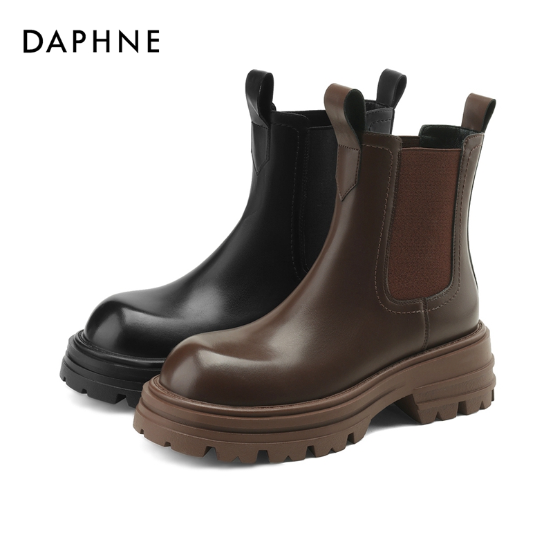 Daphne/达芙妮「龙年穿搭」厚底英伦风瘦瘦靴女鞋新款时尚爆款