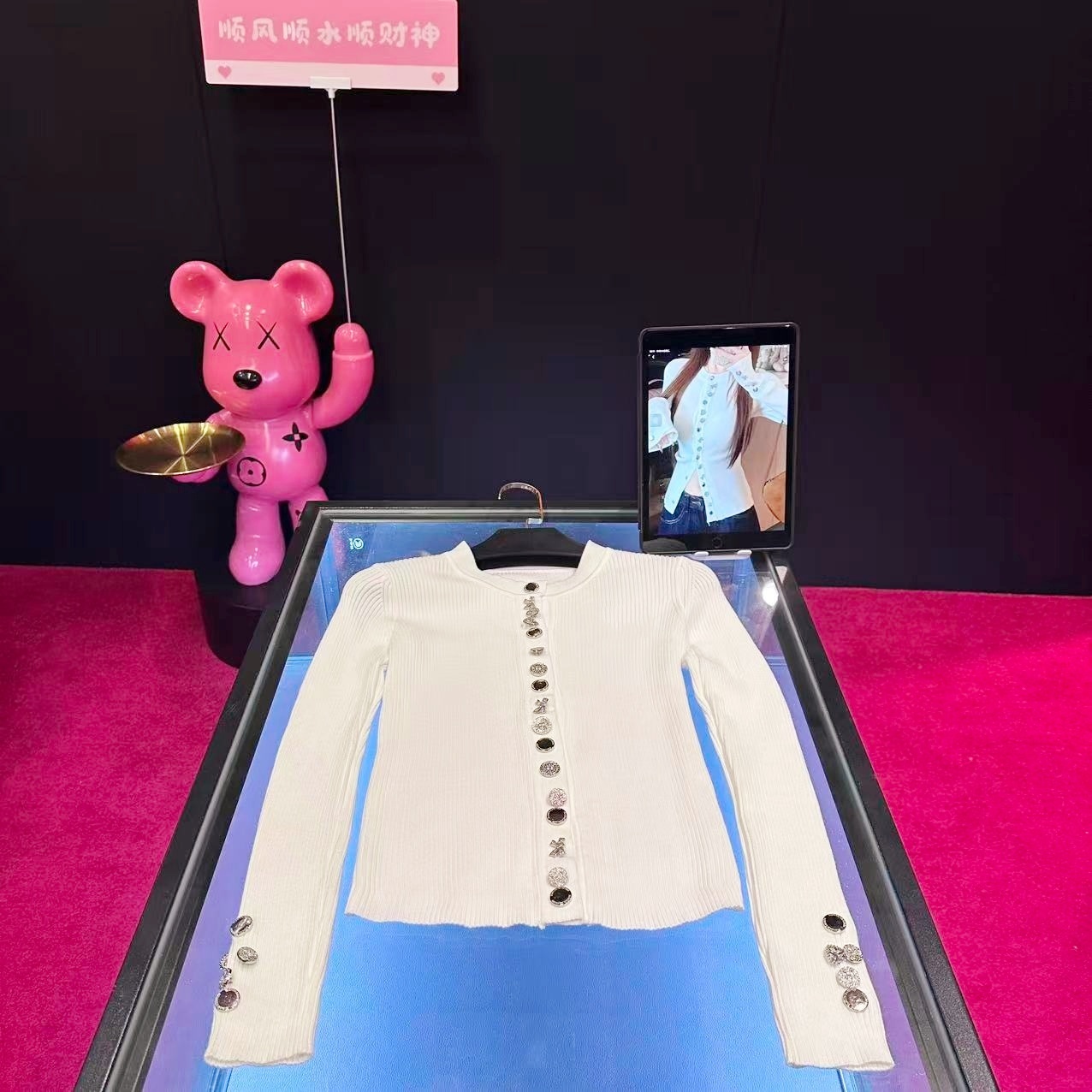 +201新款时尚重工气质休闲开衫白色设计师