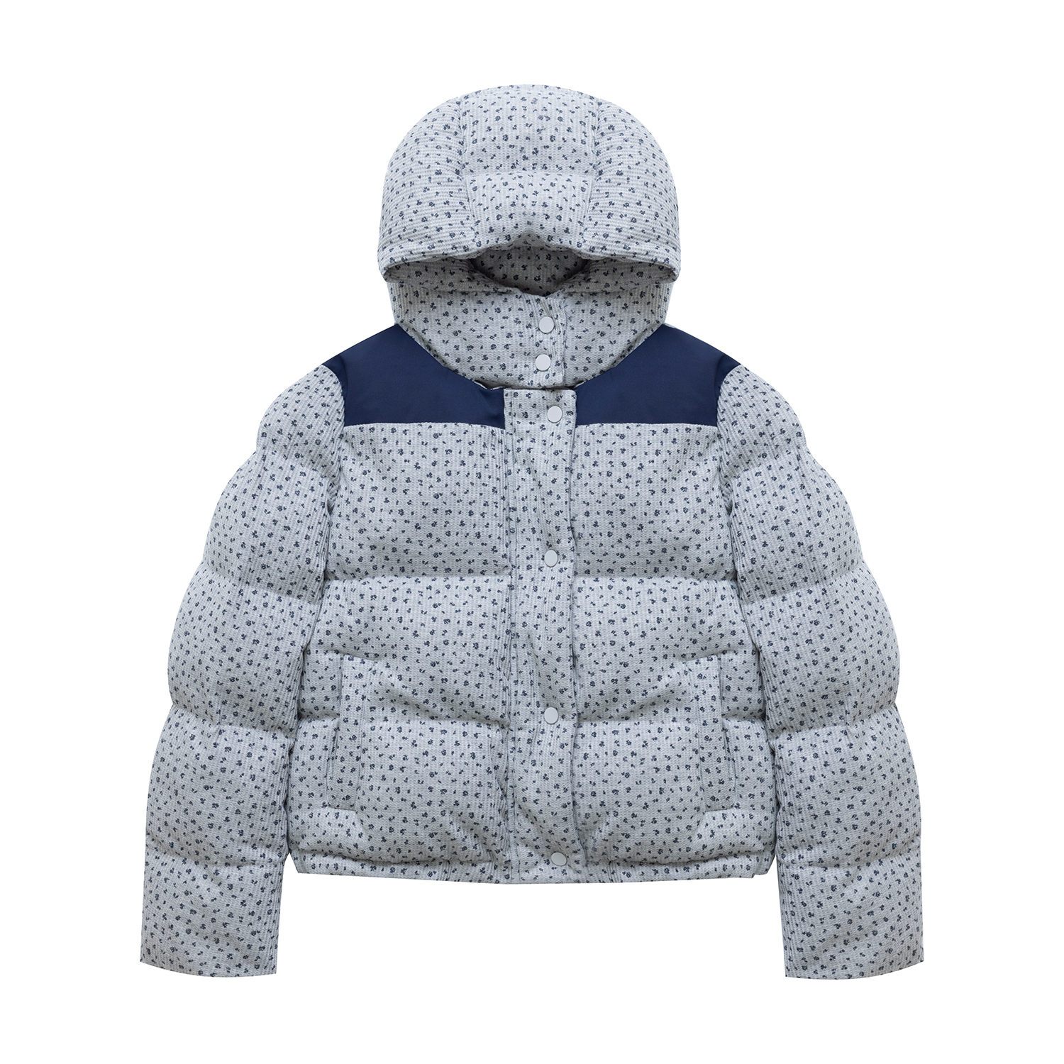 NECY 【济州岛】华夫格小碎花棉服冬季撞色拼接面包服甜美外套