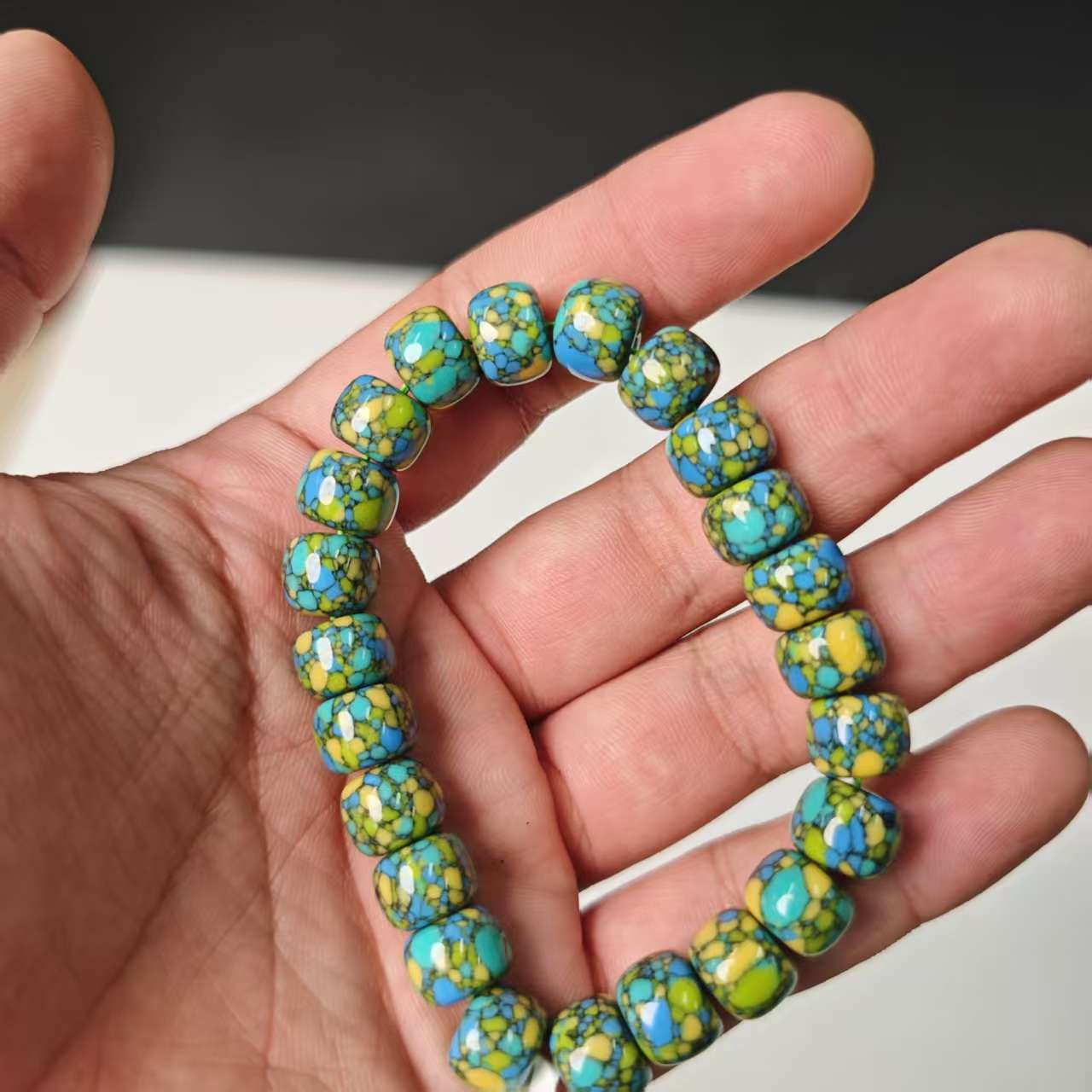 三彩手串松男女款