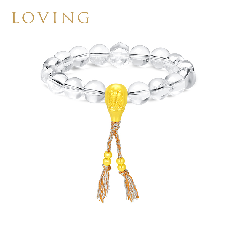 LOVING黄金黄财神扎基拉姆招财转运珠手串999足金女款情侣款礼物