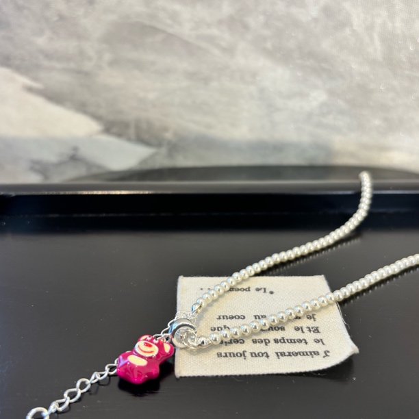 铜合金仿珍珠项链 草莓熊项链XL2934