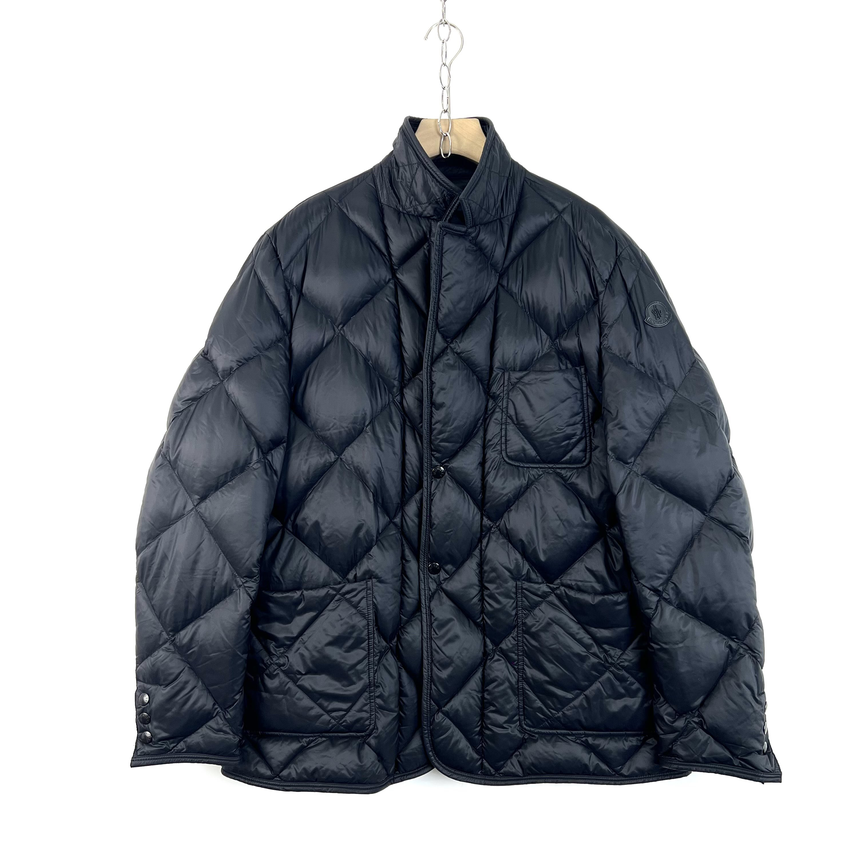 95新 MONCLER 7码/黑色黑标LOGO立领羽绒服外套/07661