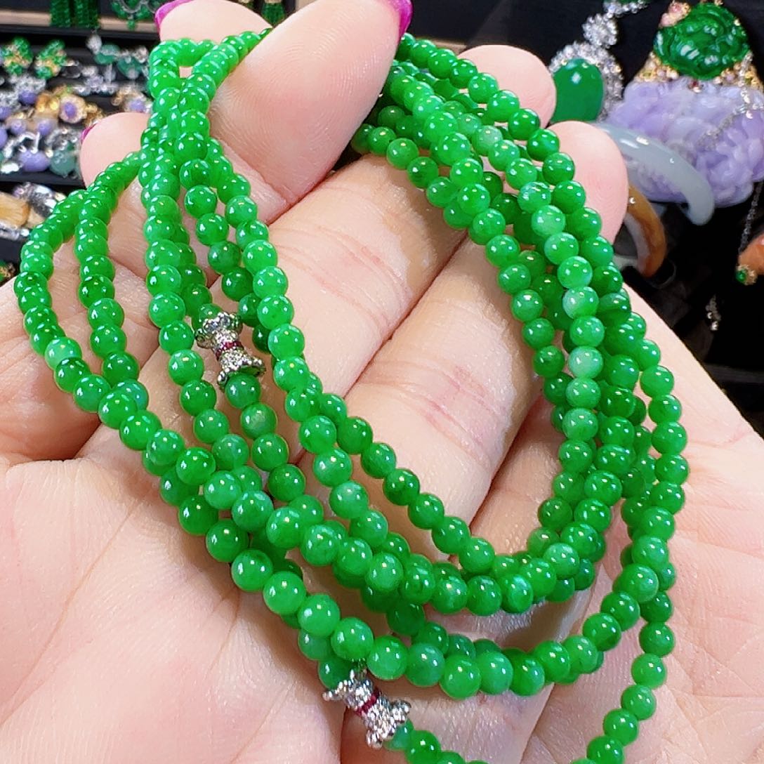 翡翠颈饰18K金镶嵌签收后24小时鉴赏期