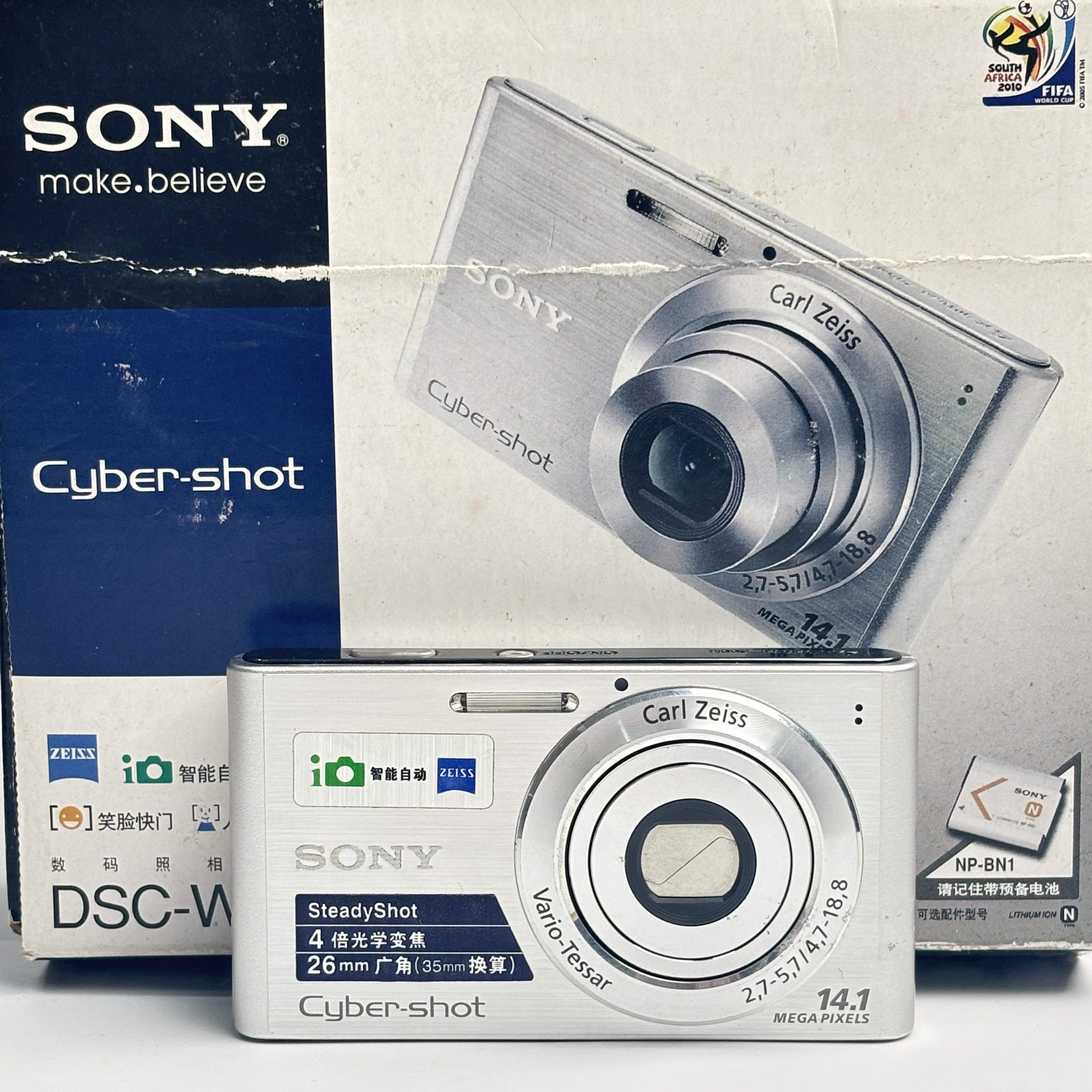 95新 Sony/索尼 w320银色原盒1410万像素4倍变焦复古ccd