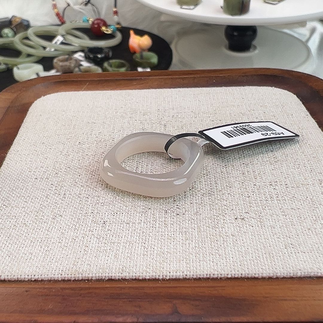 和田玉未镶嵌戒指w15浅藕粉方圆17.0不退换