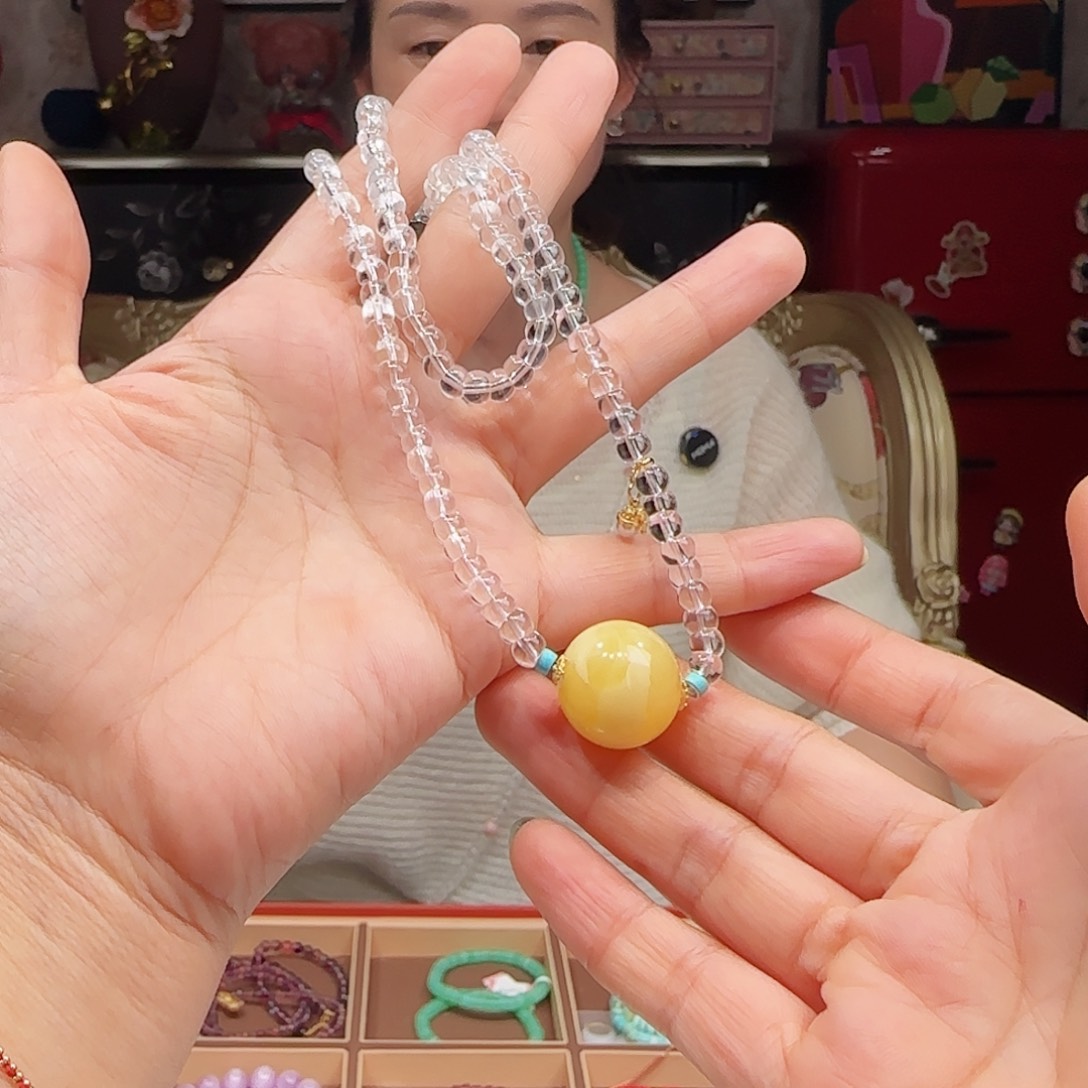 水晶手串18K金镶嵌手串