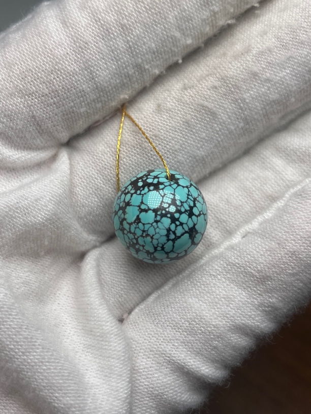 湖北原矿绿松石特色圆珠14.1mm