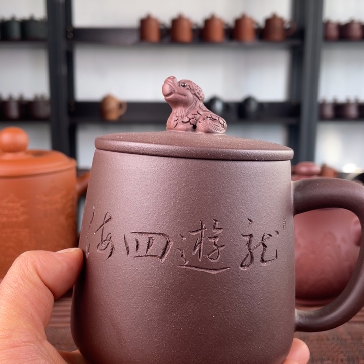紫砂茶杯宜兴原矿紫砂盖杯