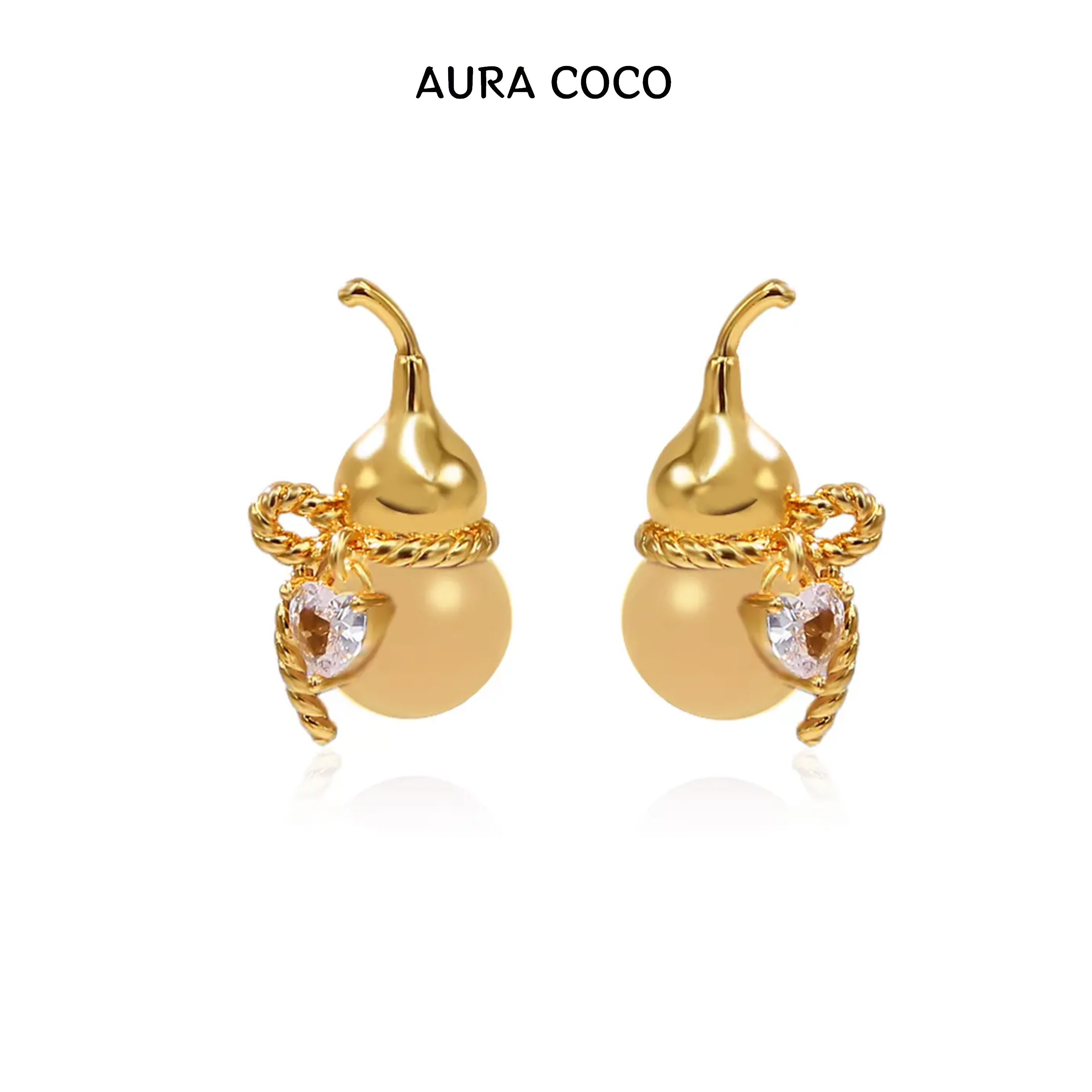 COCO高定 镀K金 金色珠珠葫芦耳钉 时尚耳饰XMC1012